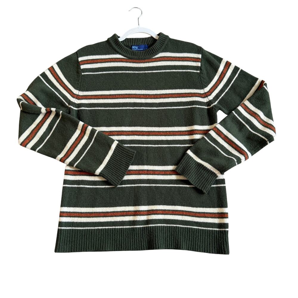 BDg Urban Outfitters Green Striped Lambswool Sweater CrewNeck Sz M Gilmore Girls